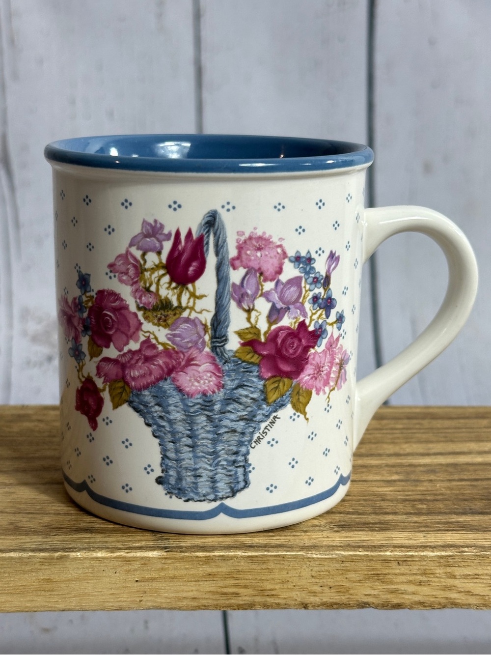 Vintage Marvelous Mugs Potpourri Press Floral Basket Coffee Mug 1988 Shabby chic - Picture 2 of 8